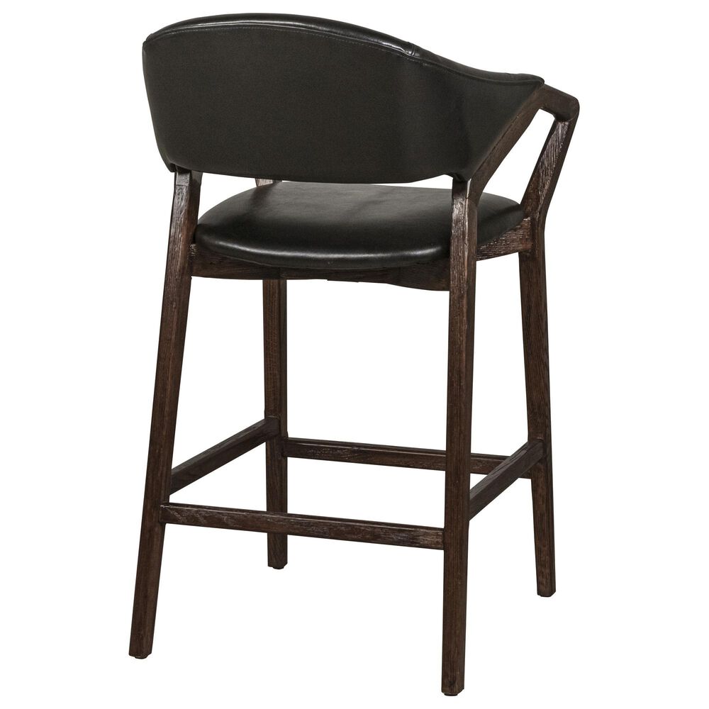 Timeless Designs Chavez Counter Stool in Brown Finish and Black Leather, , large