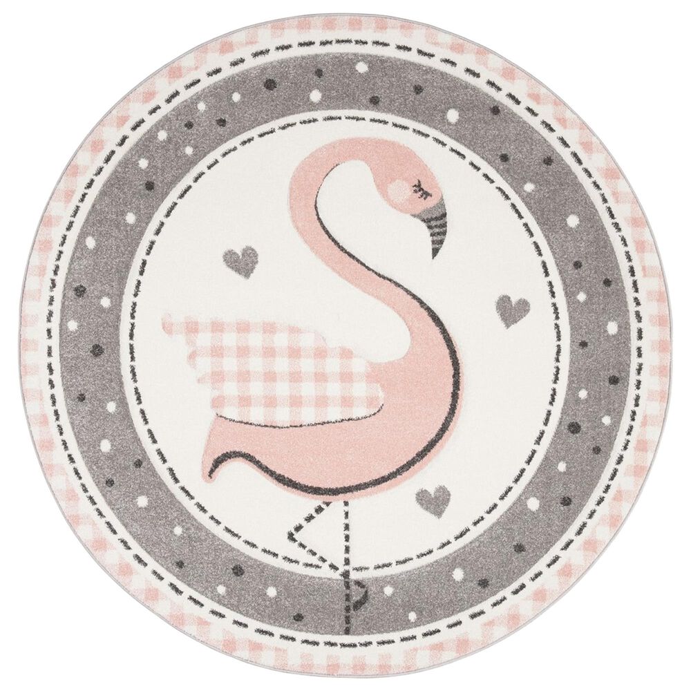 Safavieh Carousel CRK154 4" Round Pink and Ivory Kids  Area Rug, , large