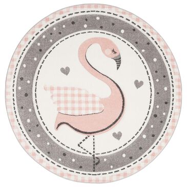 Safavieh Carousel CRK154 4" Round Pink and Ivory Kids  Area Rug, , large