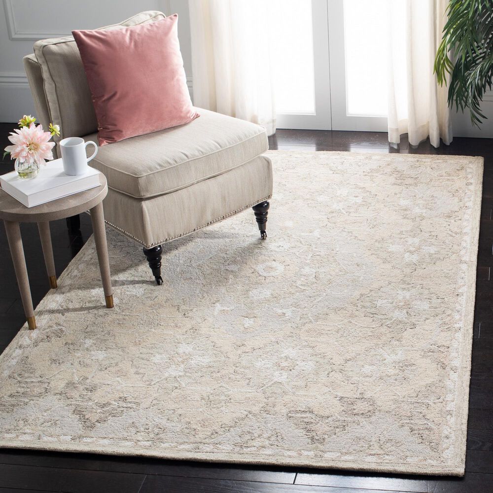 Safavieh Micro-Loop 4&#39; x 6&#39; Beige and Gray Area Rug, , large