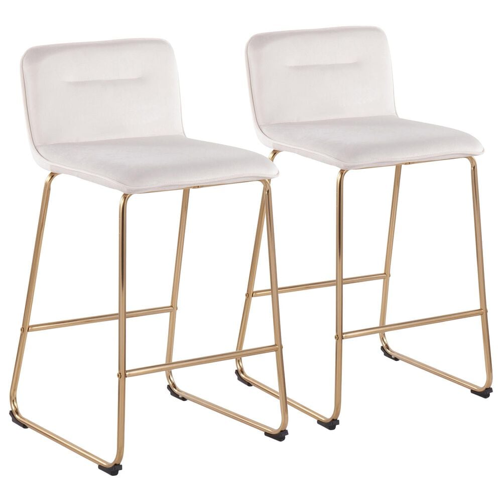 Lumisource Casper Counter Stool in Cream and Gold (Set of 2), , large