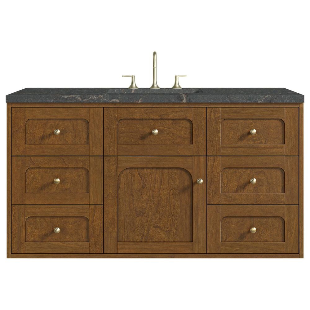 James Martin Laurent 48" Single Bathroom Vanity in Honey Oak with 3 cm White Zeus Silestone Top and Rectangular Sink, , large