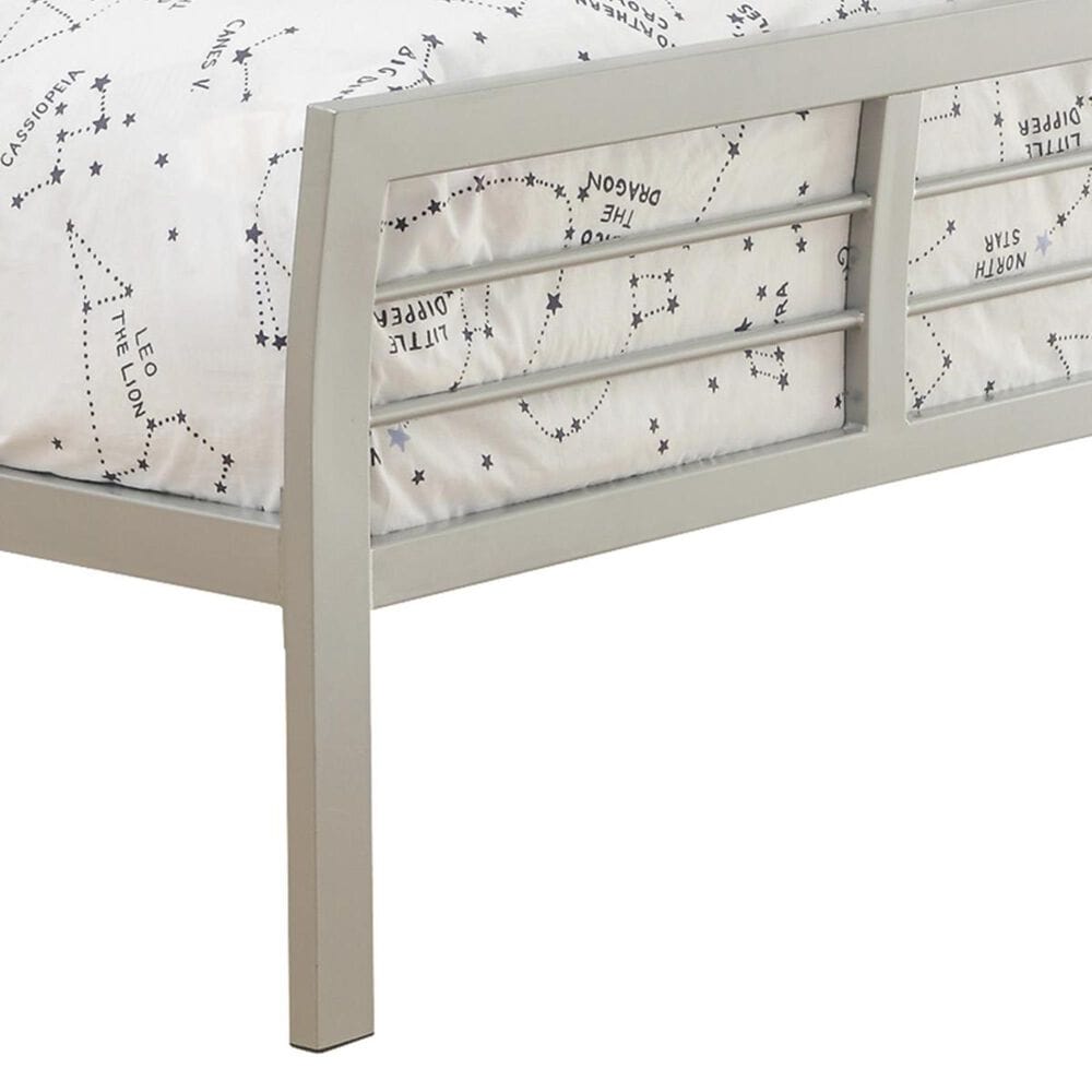 Pacific Landing Stoney Creek Twin Slat Frame Iron Bed in Silver, , large