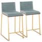 Lumisource Mason 25" Counter Stool with Green Fabric Cushion in Gold and Walnut (Set of 2), , large