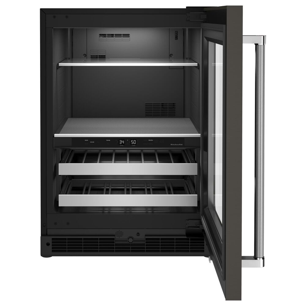 KitchenAid 24&quot; Beverage Center with Right Hinge and Metal-Front Racks in Black Stainless Steel, , large