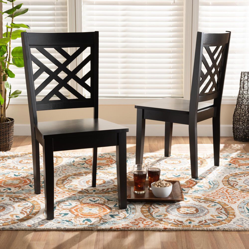Baxton Studio Caron Side Chair in Dark Brown (Set of 2), , large