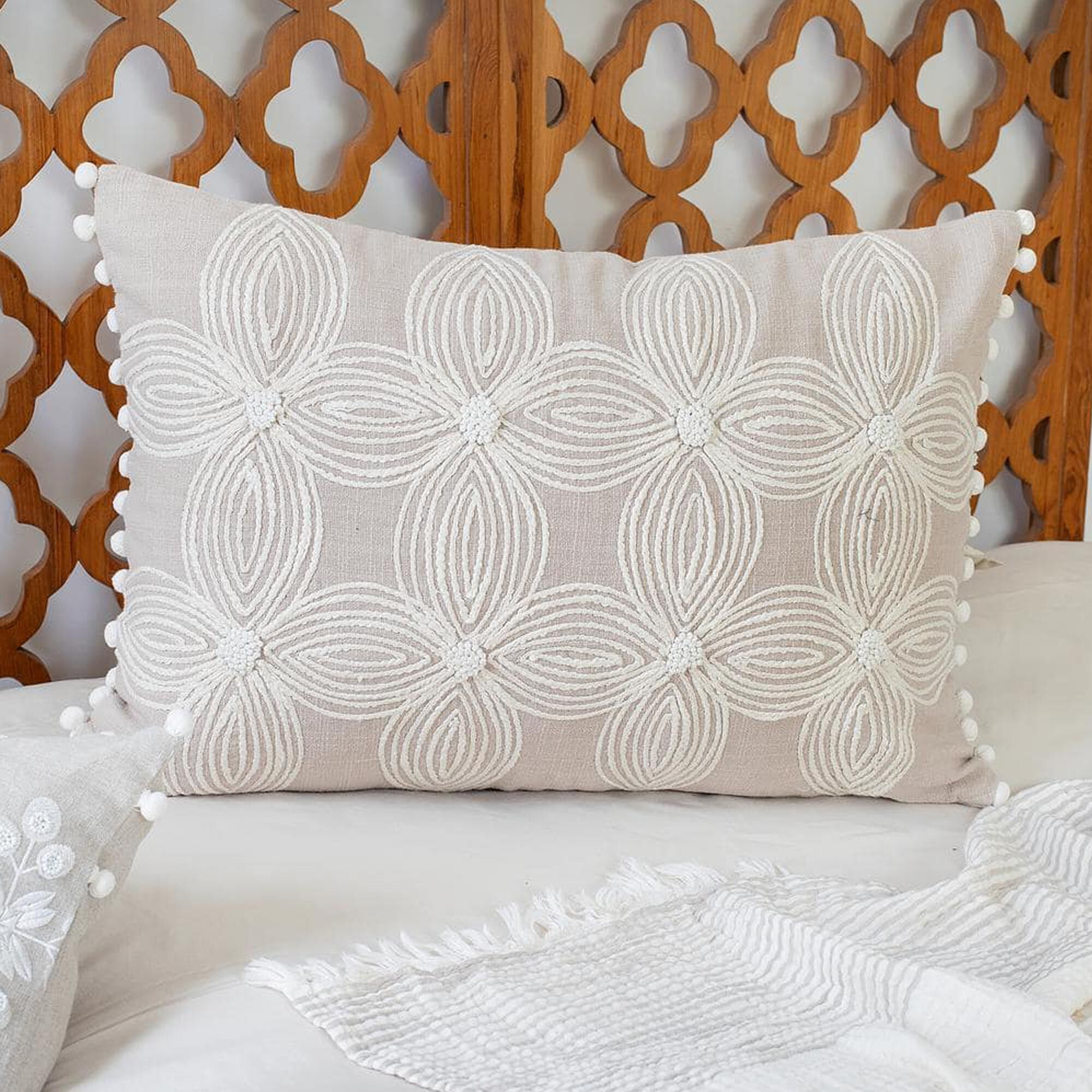 L.R. Home Eden 16 x 24 Throw Pillow in Beige and Ivory NFM