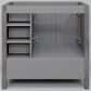 Lexora Home Jacques 36" Left Offset Single Bathroom Vanity in Distressed Grey with 2 cm White Carrara Marble Top and Rectangular Sink, , large