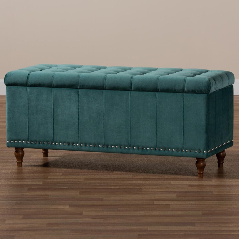 Baxton Studio Kaylee Storage Ottoman Bench in Teal Blue, , large