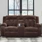 Ashley Observation Power Reclining Loveseat with Console in Chocolate Velvet, , large