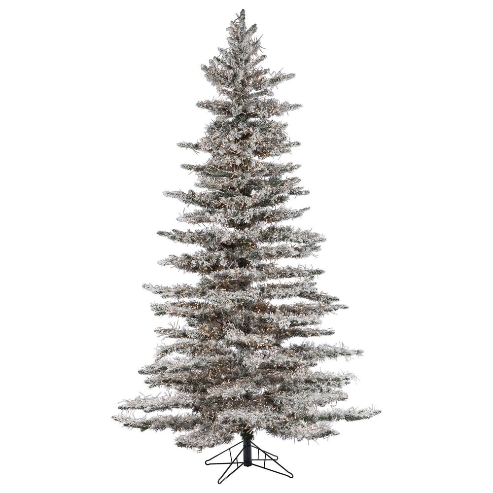 The Gerson Company 7.5" Pre-Lit Wyoming Snow Pine Christmas Tree in Green, , large