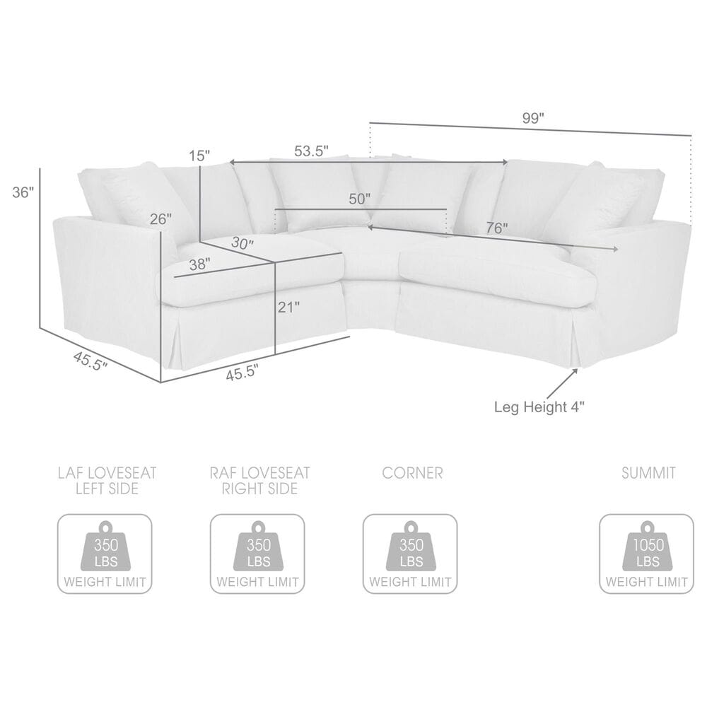 Blue River Ciara 3-Piece Stationary Sectional in Pearl, , large