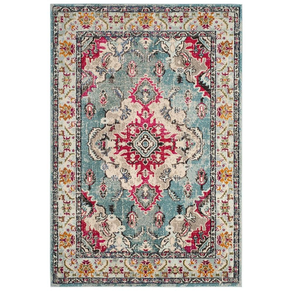 Safavieh Monaco MNC243J-4 4&#39; x 5&#39;7&quot; Light Blue/Fuchsia Area Rug, , large