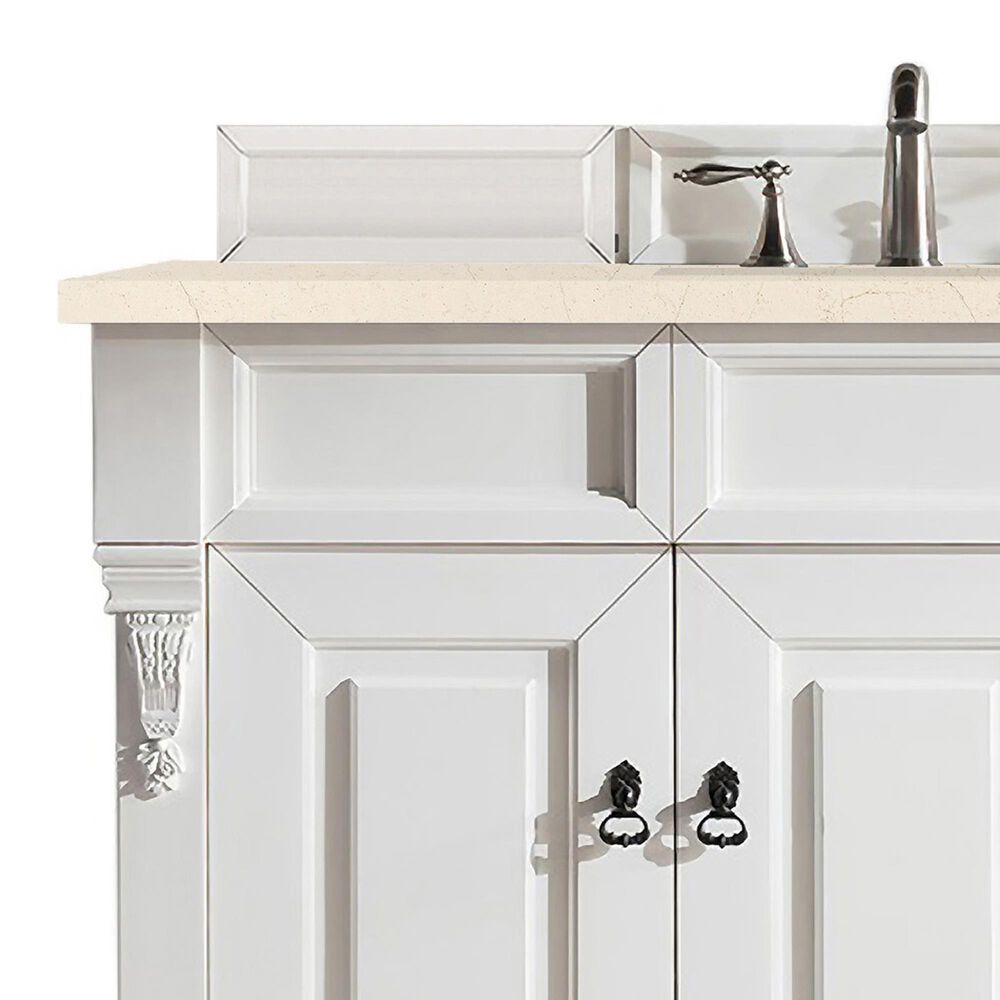 James Martin Vanities Brookfield 48&quot; Single Bathroom Vanity in Bright White with 3 cm Eternal Marfil Quartz Top and Rectangle Sink, , large