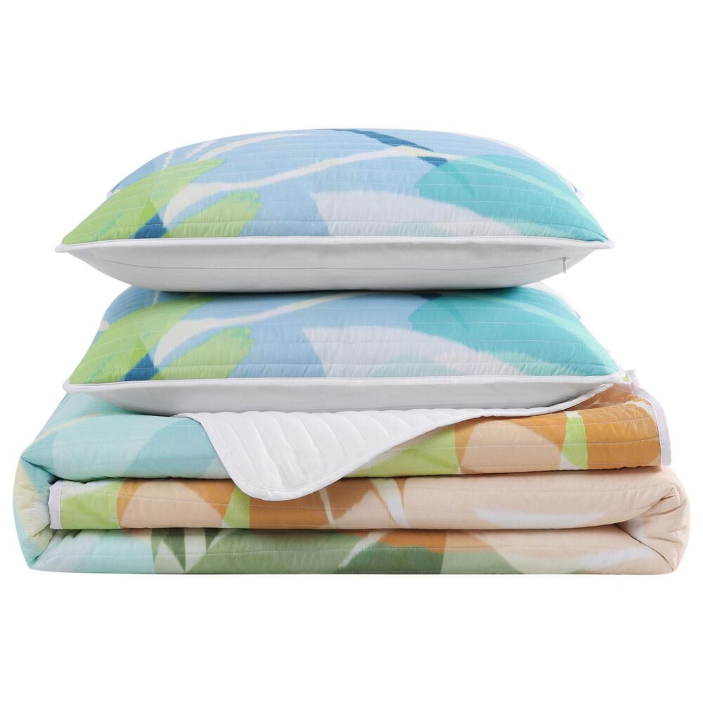 J. Queen New York Tiki 3-Piece Full/Queen Quilt Set in Green, , large