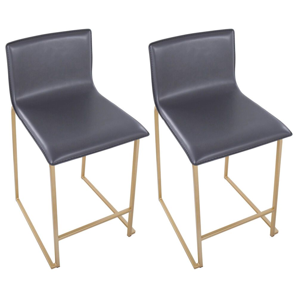Lumisource Mara Counter Stool with Grey Cushion in Gold &#40;Set of 2&#41;, , large