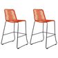 Armen Living Shasta Patio Bar Stool with Tangerine Rope Seat in Black (Set of 2), , large