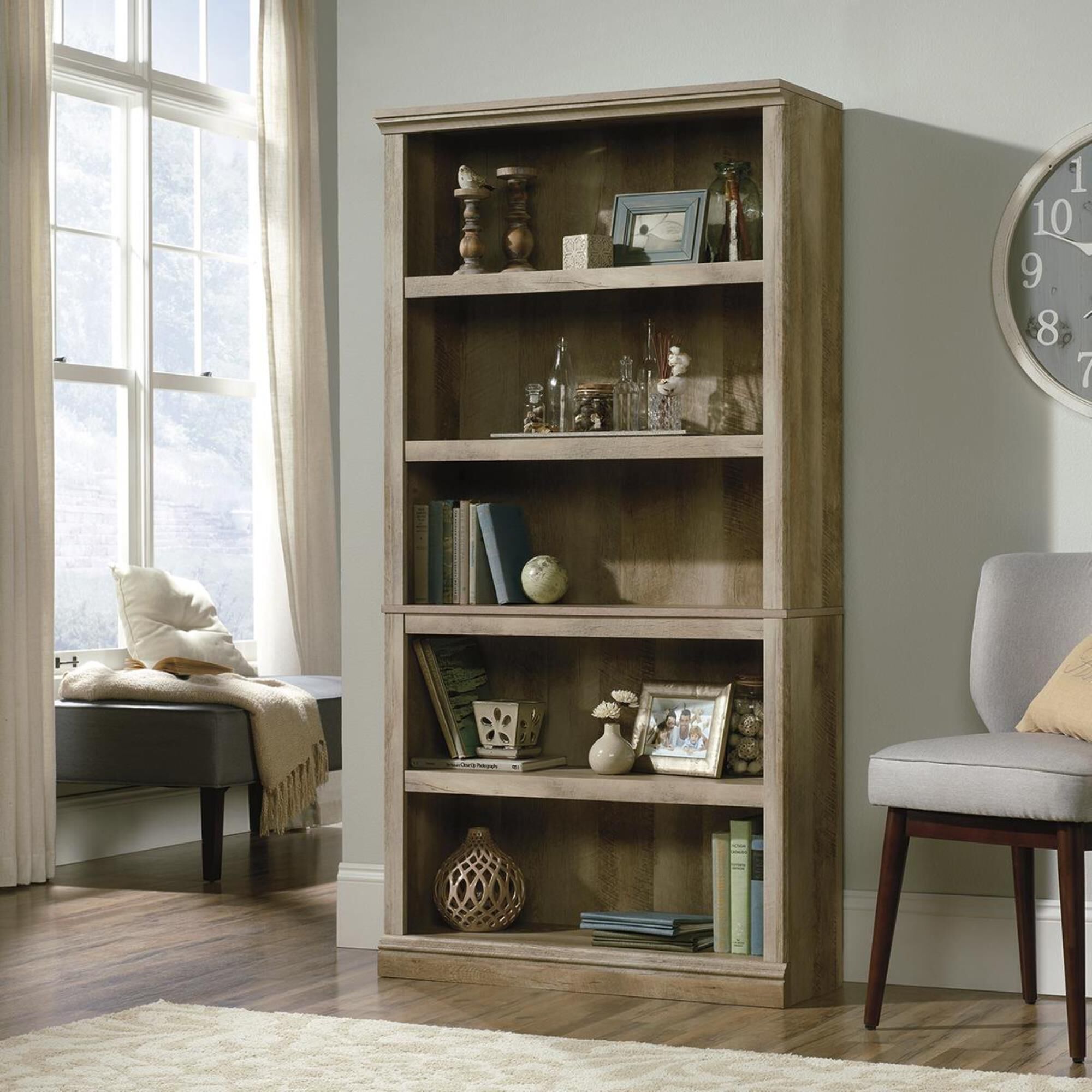 Sauder Select 5-Shelf Bookcase in Lintel Oak