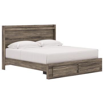 Ashley Elbrim King Bed with Footboard Storage in Weathered Brown, , large