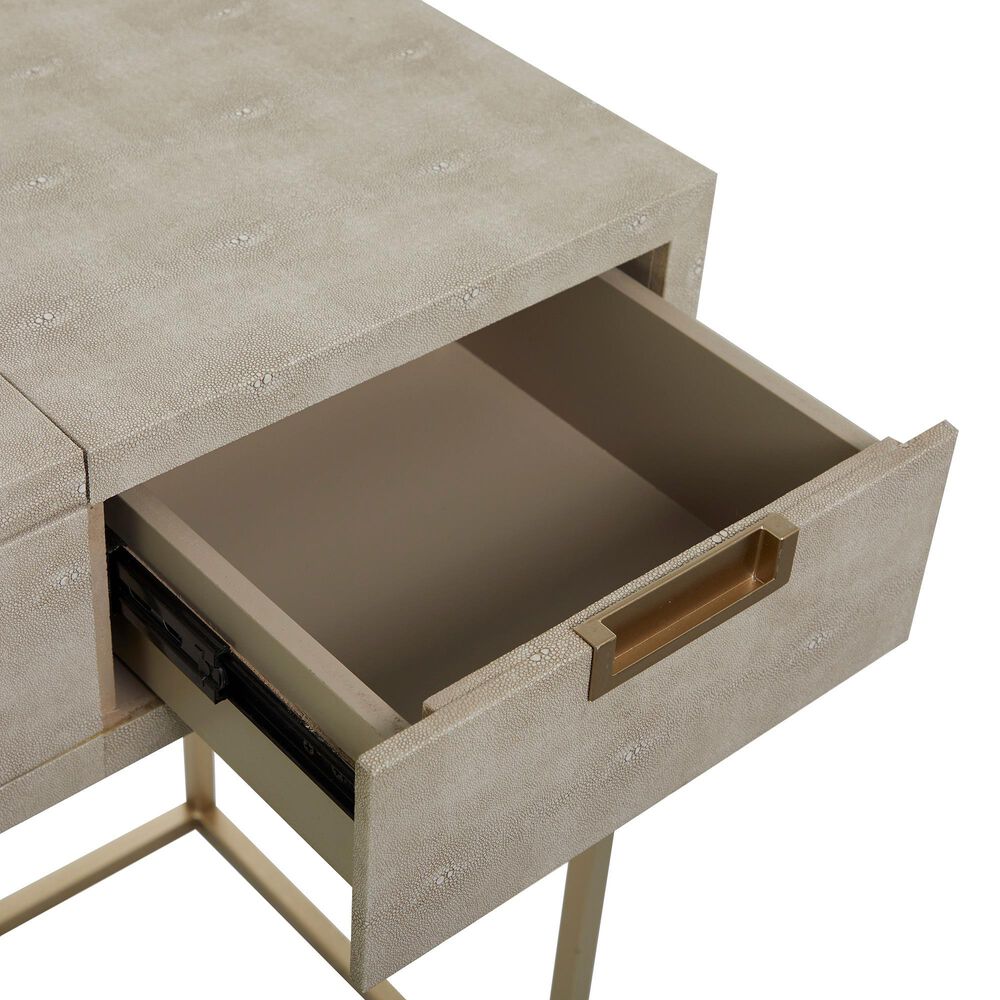 Maple and Jade Vanity Stool and Hidden Mirror in Light Gray and Gold, , large