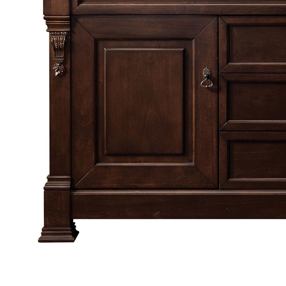 James Martin Vanities Brookfield 60&quot; Single Bathroom Vanity in Burnished Mahogany with Single Hole 3 cm White Zeus Quartz Top and Rectangular Sink, , large