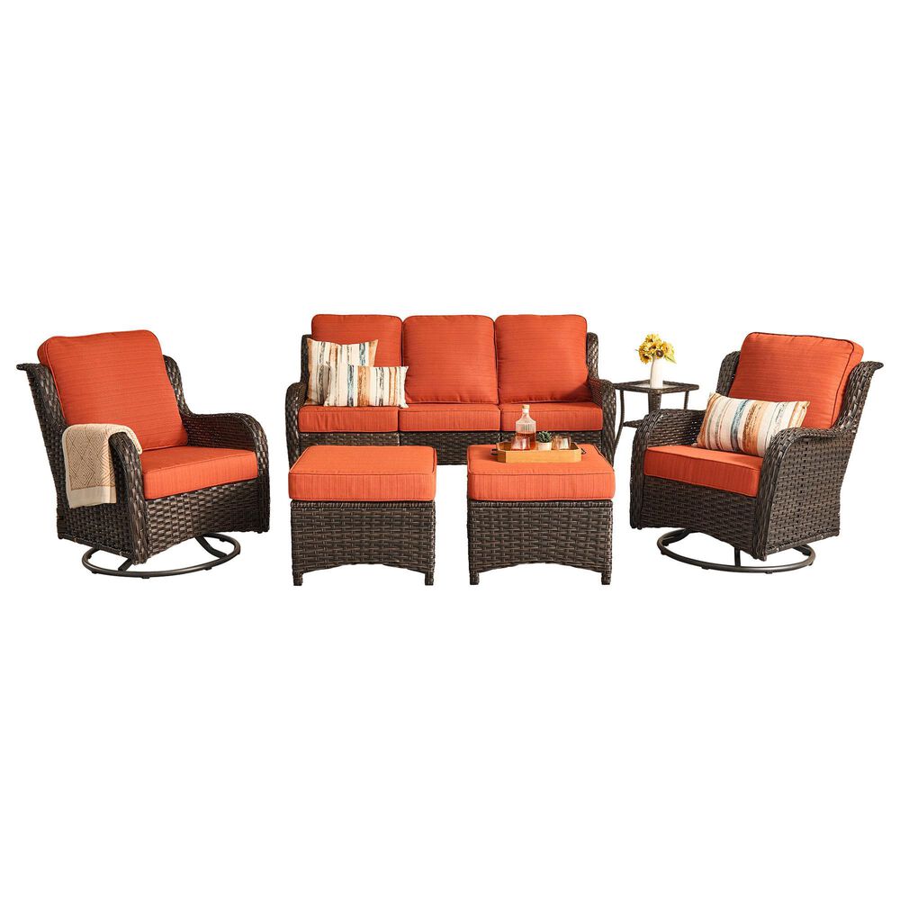 HOMLUX 6-Piece Outdoor Sofa Set in Orange, , large