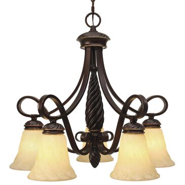 Golden Lighting Torbellino 5-Light Nook Chandelier in Cordoban Bronze with Remolino Glass, , large
