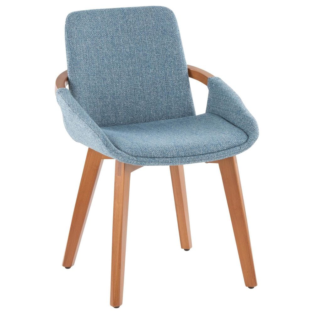 LumiSource Cosmo Arm Chair with Blue Noise Fabric Cushion in Walnut, , large