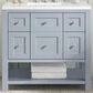 James Martin Vanities Breckenridge 36" Single Bathroom Vanity in Serenity Blue with 3 cm White Zeus Quartz Top and Rectangular Sink, , large