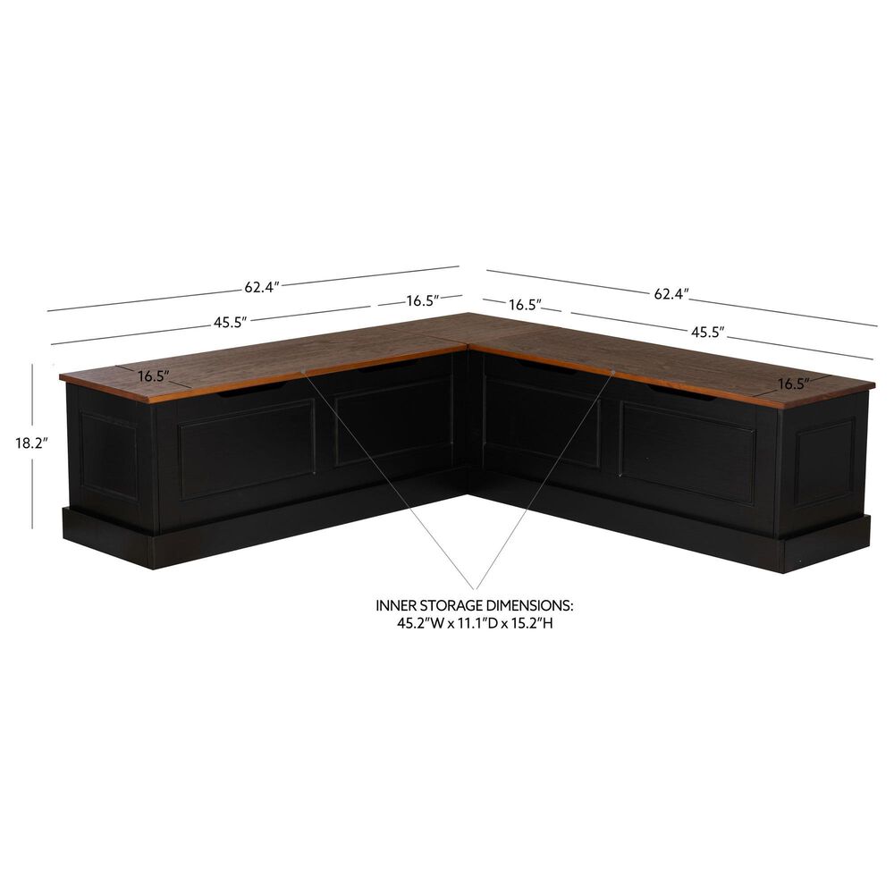 Linon Home Decor Tobin Backless Nook in Black, , large