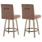 LumiSource Hank Swivel Counter Stool with Brown Fabric Upholstery in Whitewashed and Black (Set of 2), , large