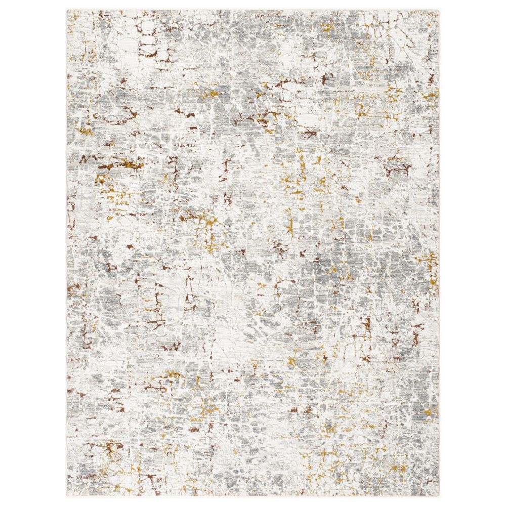 Surya Dresden White, Gray, Medium Gray, Light Slate, Mustard and Rust 7"10" Round Area Rug, , large