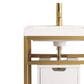 James Martin Vanities Boston 20" Single White Door Bathroom Vanity in Radiant Gold with 3 cm White Glossy Resin Countertop and Rectangular Sink, , large