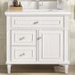 James Martin Vanities Lorelai 36" Single Vanity in Bright White with Single Hole 3 cm White Zeus Quartz Top & Backsplash, , large