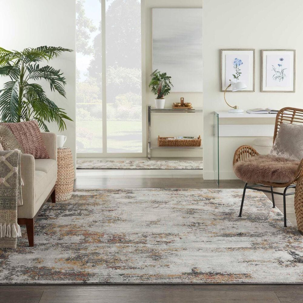 Nourison Tangra TNR03 9&#39; x 12&#39; Grey and Multicolor Area Rug, , large