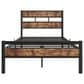 Hearth and Haven Twin Platform Bed with Metal Slats Support in Black and Brown, , large