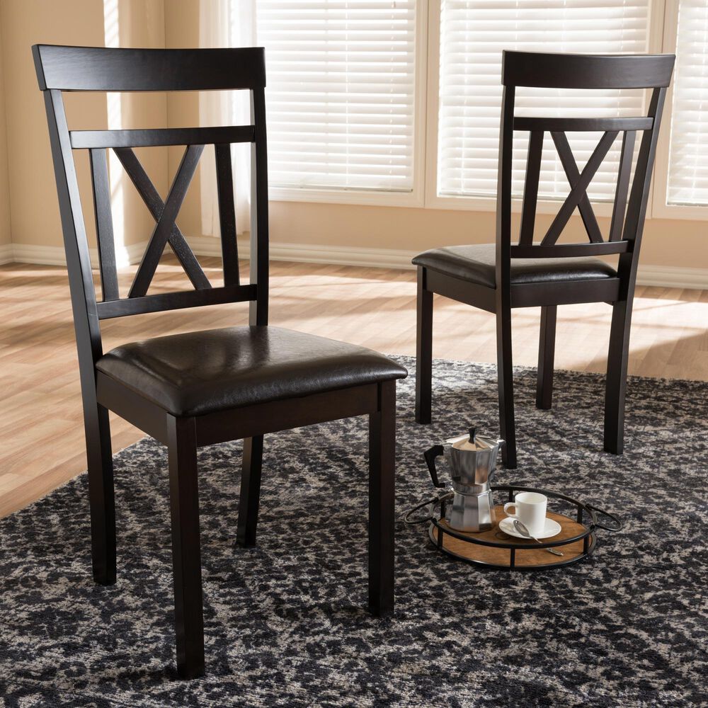 Baxton Studio Rosie Side Chair in Dark Brown (Set of 2), , large