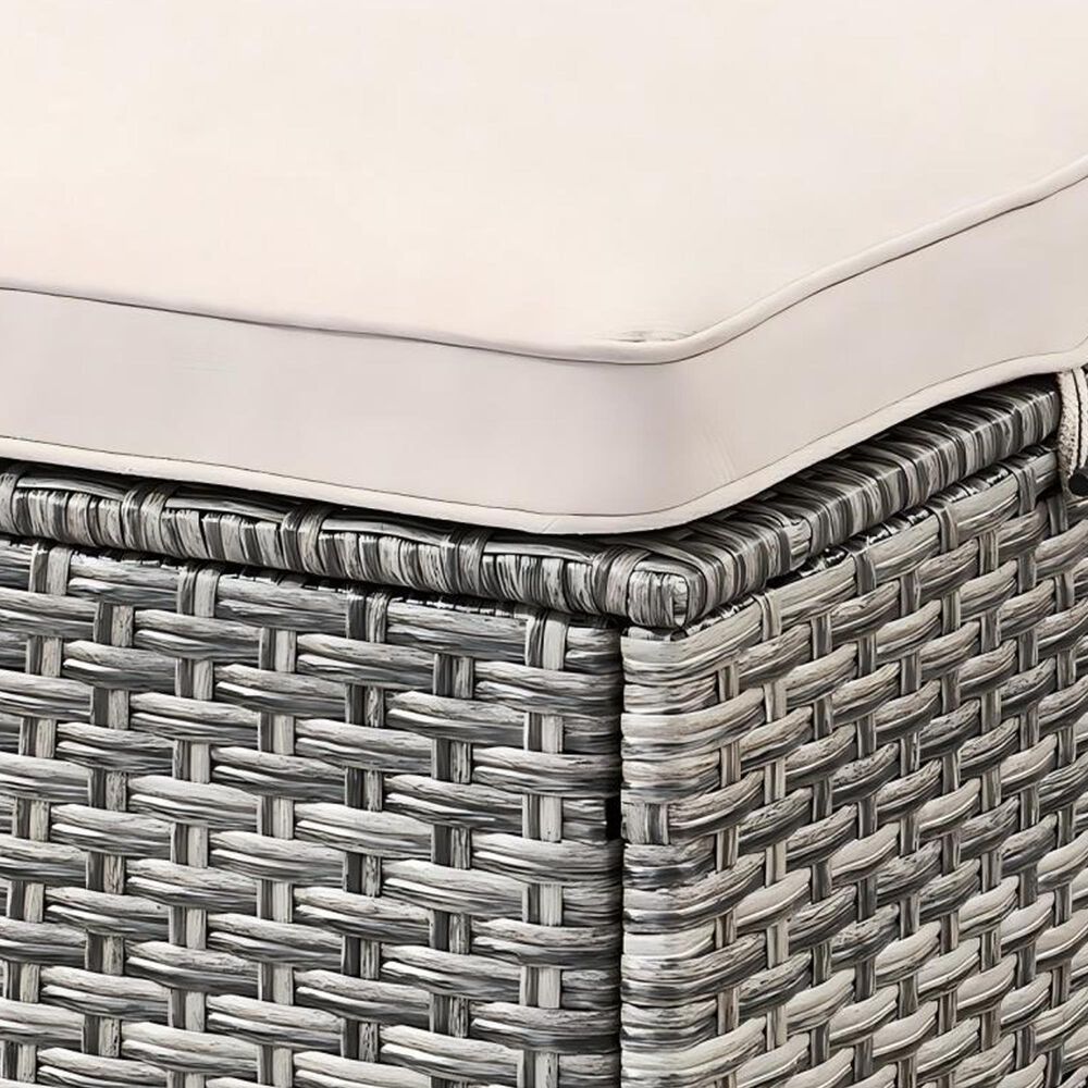 Sunwell Garden 14.2" Ottoman with Beige Cushion in Gray (Set of 2), , large