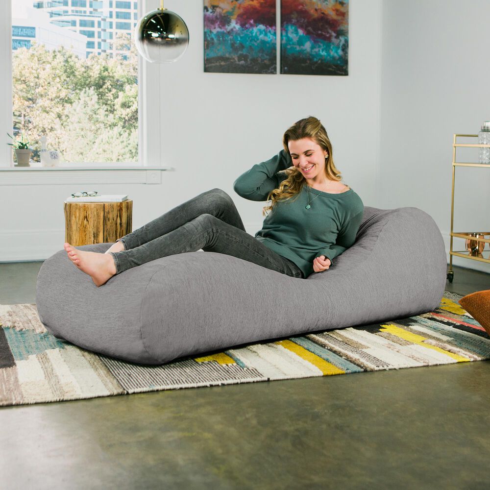 Jaxx Arlo Chaise Lounge Bean Bag Chair in Grey, , large