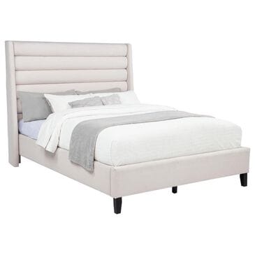 Pacific Landing Leslie Queen Upholstered Platform Bed in Beige, , large