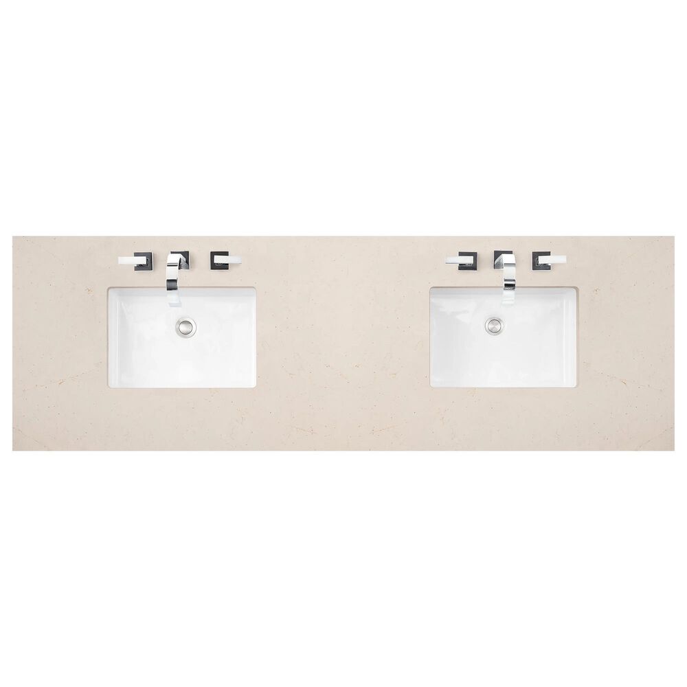 James Martin Vanities Malibu 72&quot; Double Bathroom Vanity in Amber Birch with 3 cm Eternal Marfil Quartz Top and Rectangular Sinks, , large