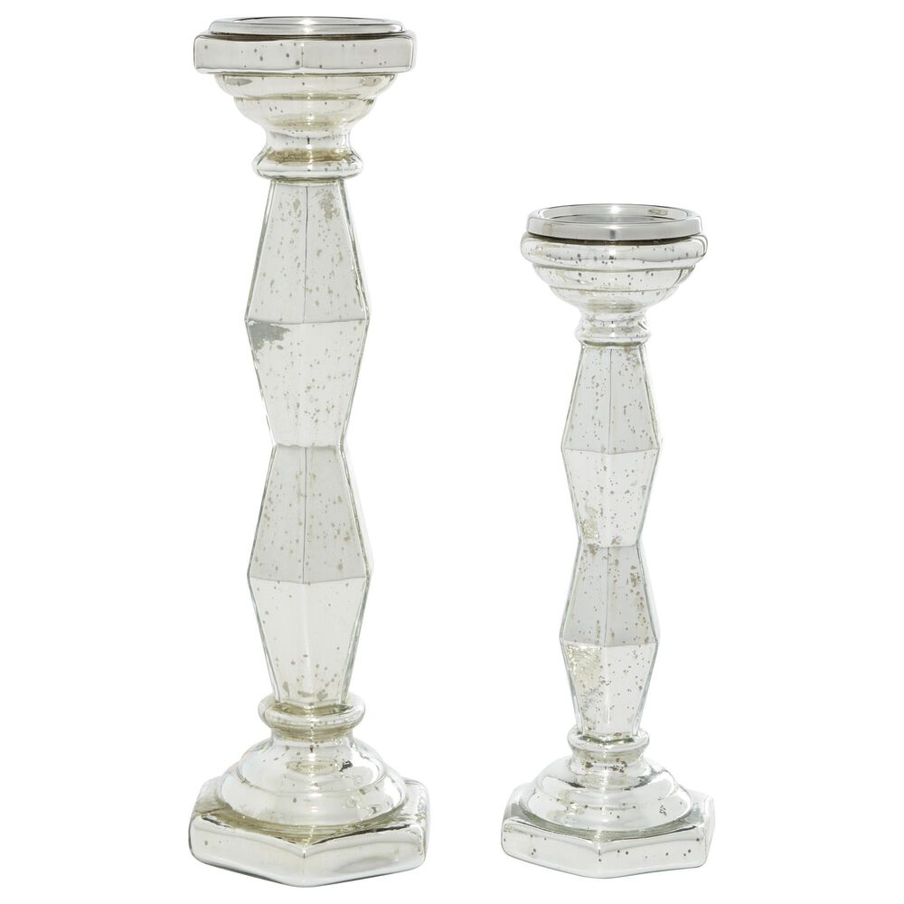 Maple and Jade Glass Candleholder in Silver (Set of 2), , large