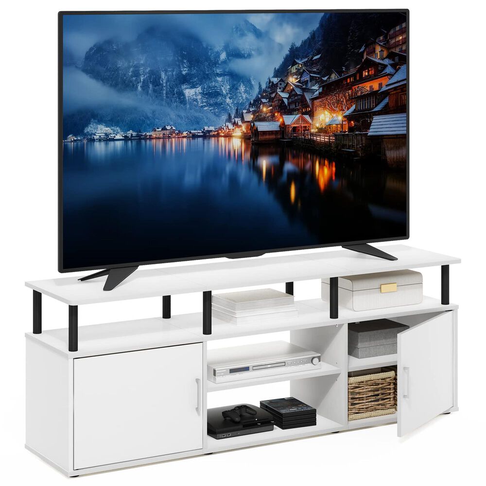 HOMLUX 63" TV Stand with 2-Door for TV up to 70" in White and Black, , large