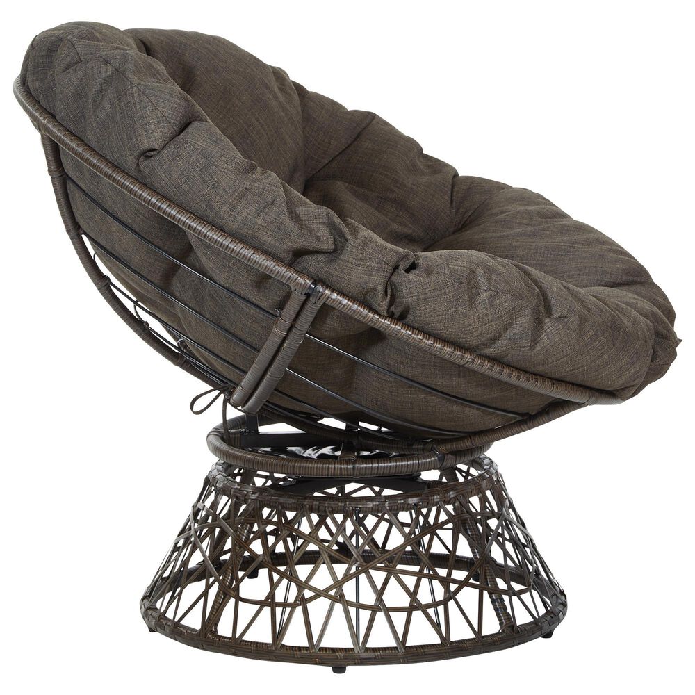 Valor Living Papasan Swivel Chair in Brown, , large