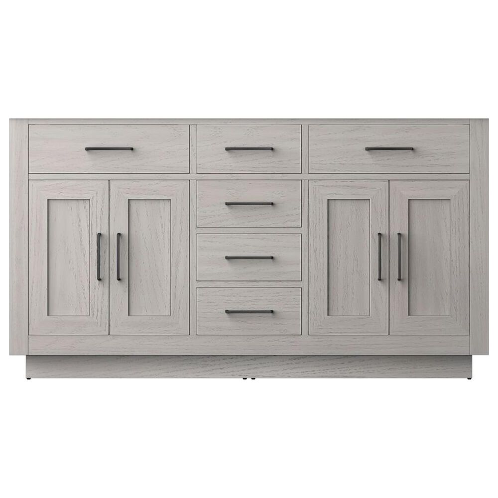 Lexora Home Abbey 60&quot; Double Bathroom Vanity in White Oak with 2 cm White Cultured Marble Top and Rectangular Sinks, , large