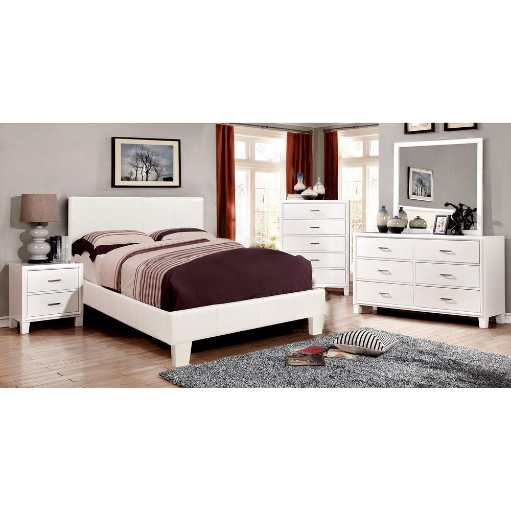 Furniture of America Tucker Queen Upholstered Bed in White, , large