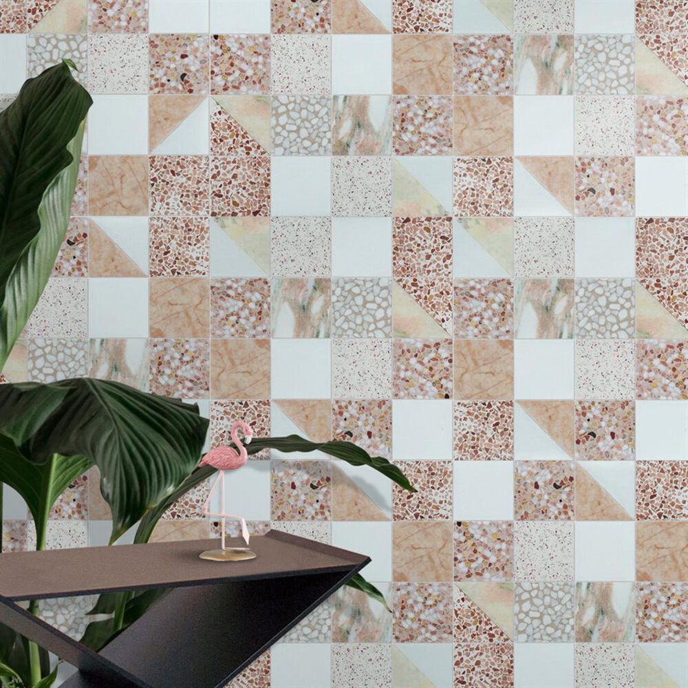 Soho Studio Elizabeth Sutton Terrazzi Flamingo 2.87" x 2.87" on 11.81" x 11.81" Mosaic Sheet, , large