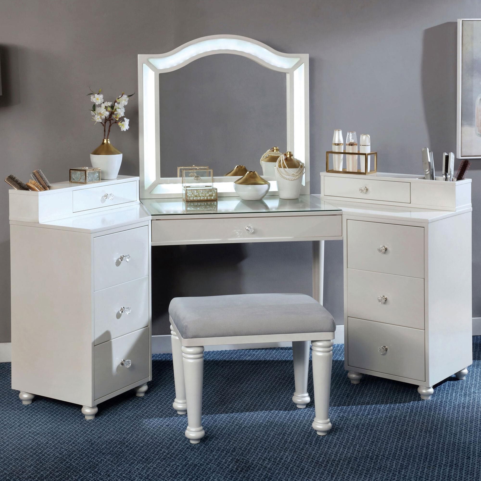 Furniture of America 3 Piece Vanity Set in White