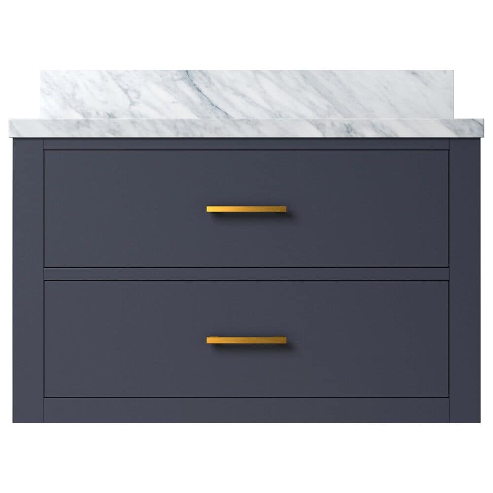 Lexora Home Castor 30&quot; Single Bathroom Vanity in Blue with 2 cm White Carrara Marble Top and Rectangular Sink, , large