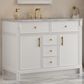 James Martin Bellshire 48" Single Bathroom Vanity in Bright White with 3 cm Victorian Silver Silestone Top, Rectangular Sink and FreePower Wireless Charger, , large